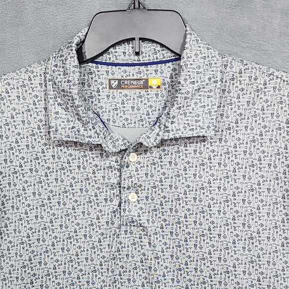 Cremieux Performance Polo XL Tool Print Dad Shirt Handyman Gray - Picture 3 of 7